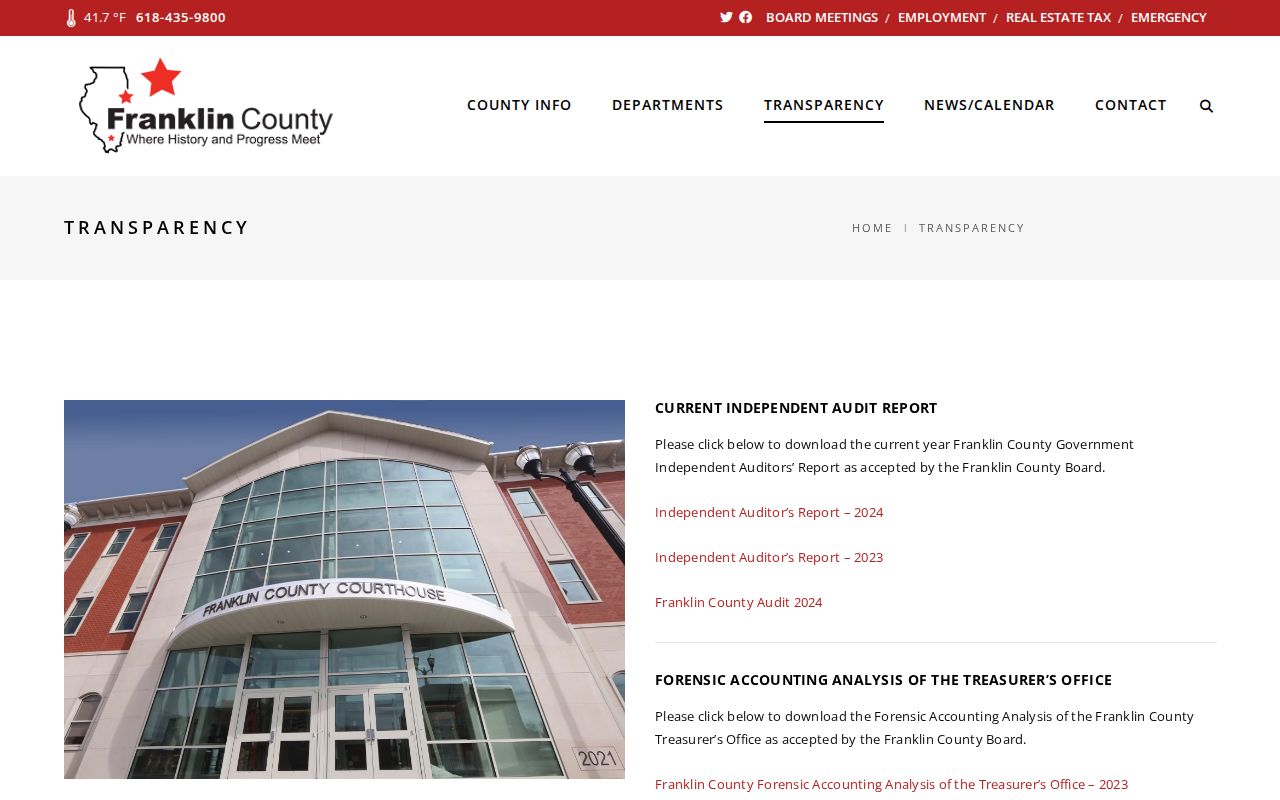 Franklin County transparency page for sheriff FOIA booking-record requests