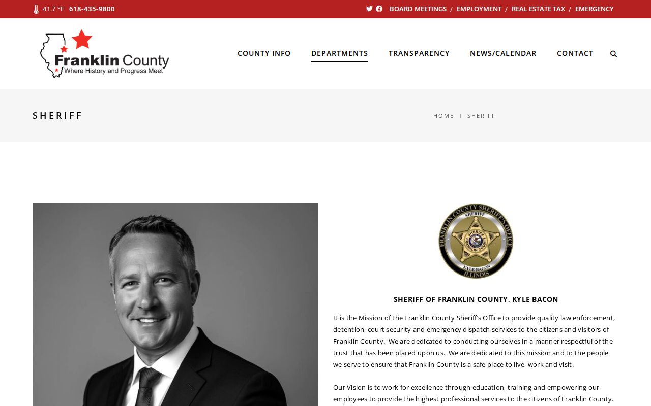 Franklin County Sheriff’s Office contact page for county jail booking records