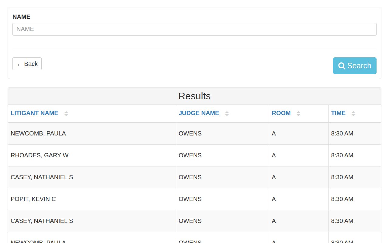 Franklin County Illinois DocketVision court docket name-search interface for warrant research