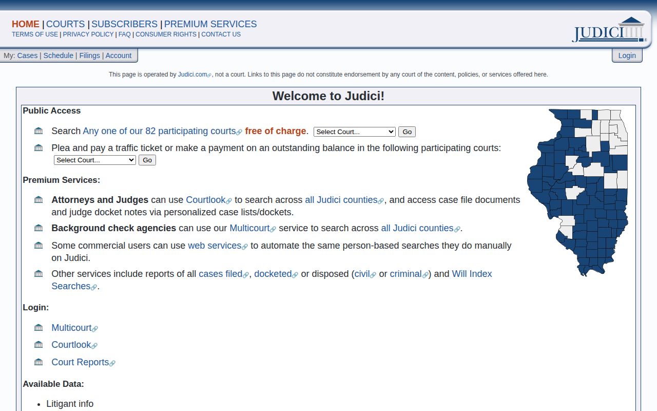 Franklin County Illinois Judici public-access court records landing page for warrant and disposition research